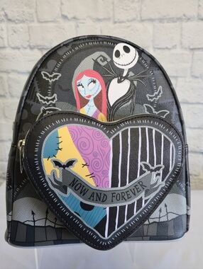 Loungefly Nightmare Before Christmas Jack Sally Now & Forever Mini Backpack Bag